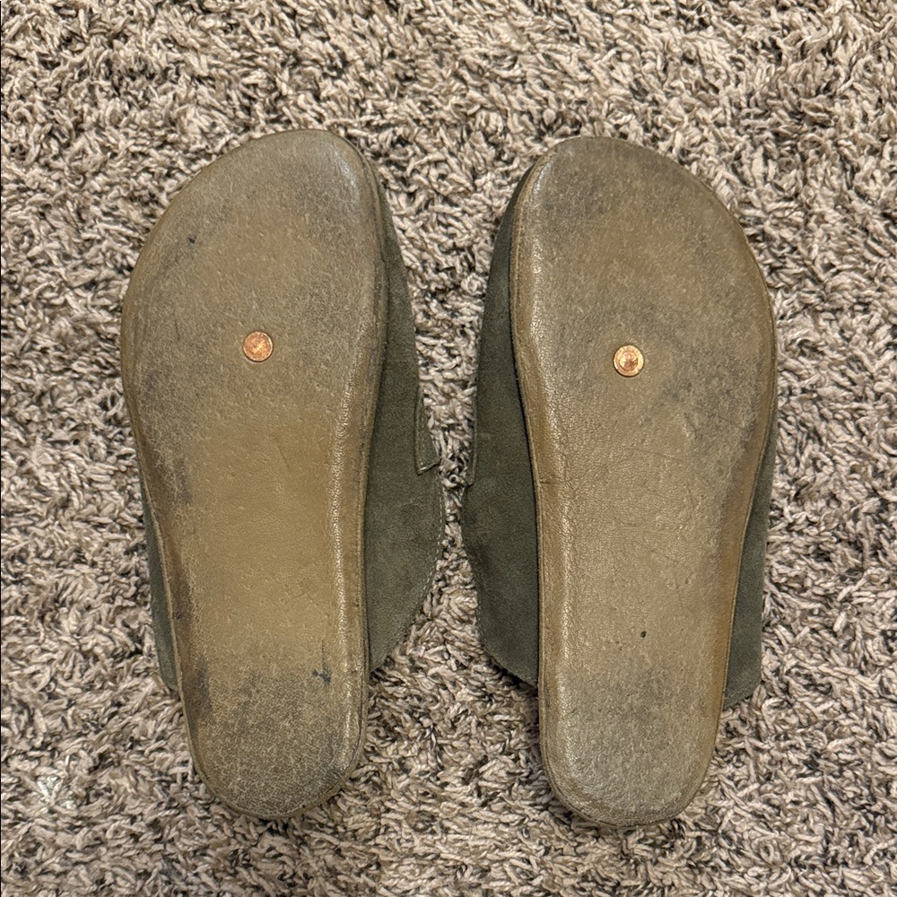 EHJ Olive Suede Women's Mules - Picture 2 of 3